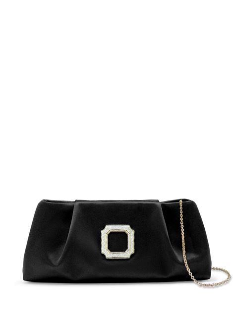 Black Vittoria satin clutch bag Malone Souliers - women